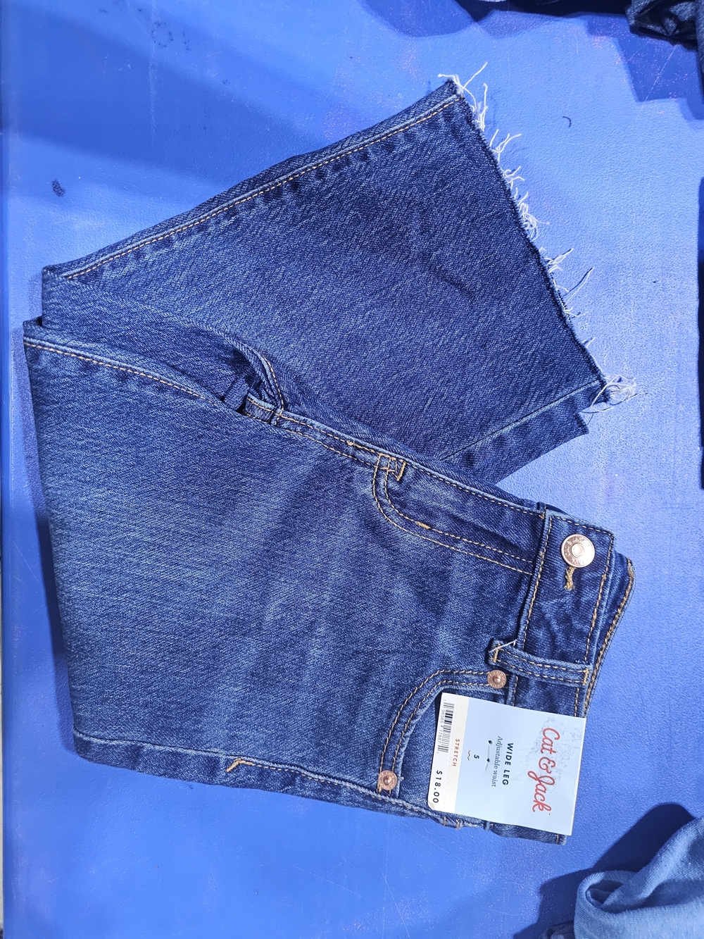Cat & Jack Dark Blue Wide Leg Frayed Hem Jeans